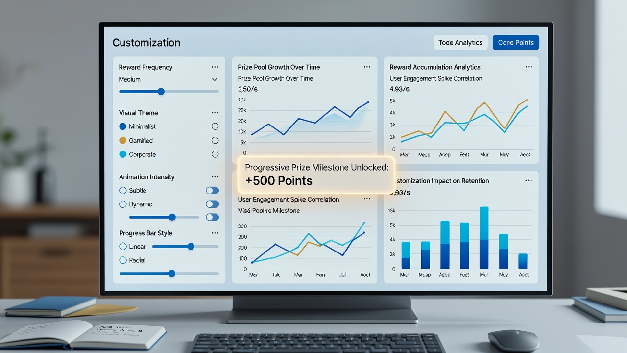 Close-up view of portable device displaying layered progressive reward interface options and accumulation metrics