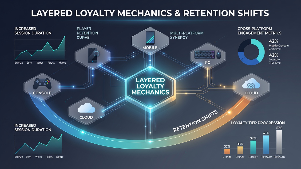 Graph illustrating retention rate improvements after layered loyalty implementation across gaming networks in 2026