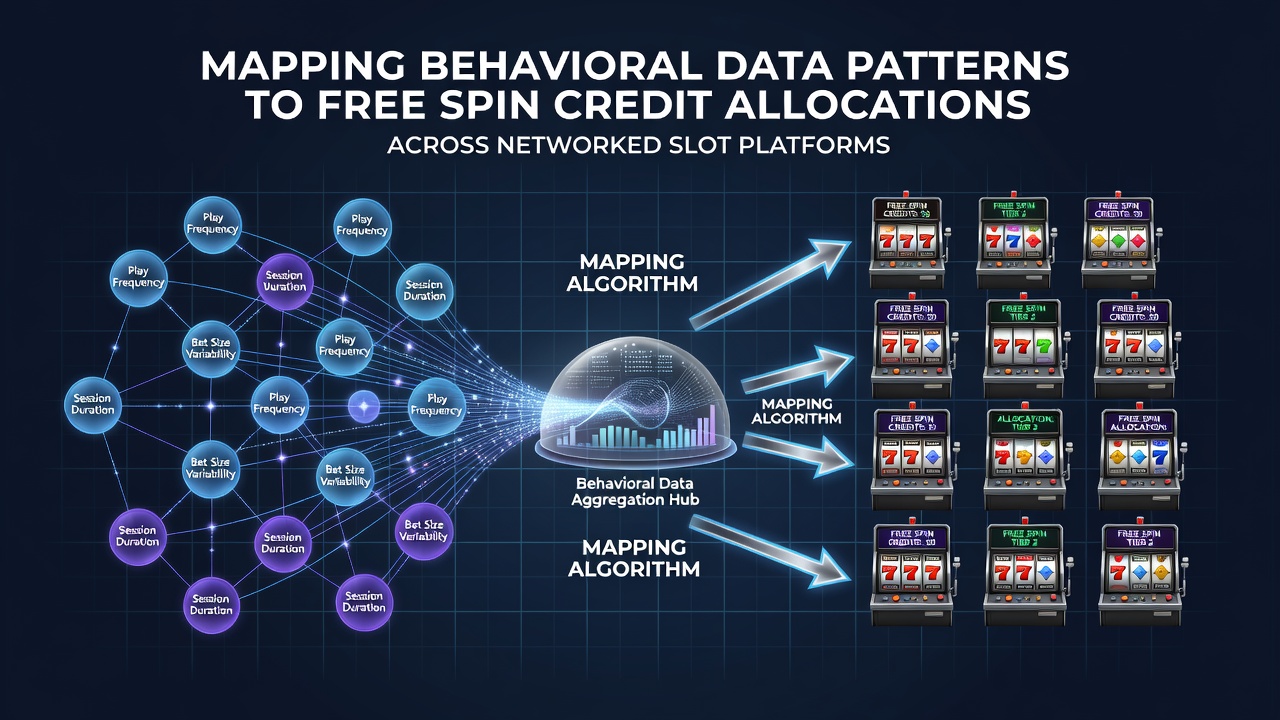 Data visualization showing player behavior patterns mapped to free spin credit distributions across connected slot networks
