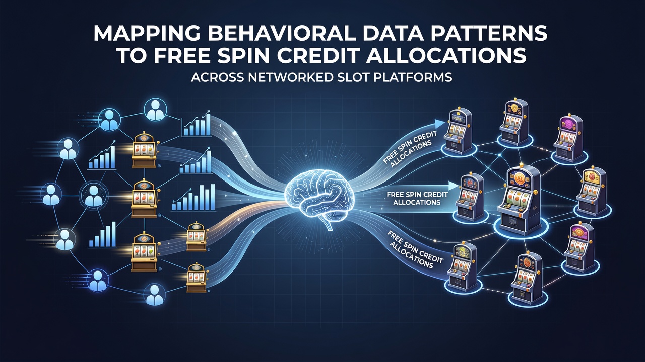Network diagram illustrating data flow between slot platforms and behavioral analytics engines for credit allocation