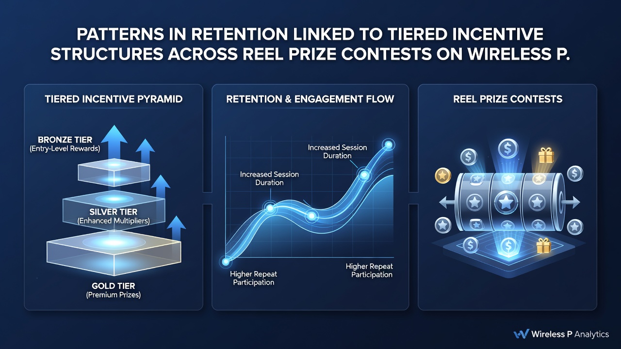 Analytics dashboard showing retention curves segmented by incentive tier levels on a wireless gaming platform