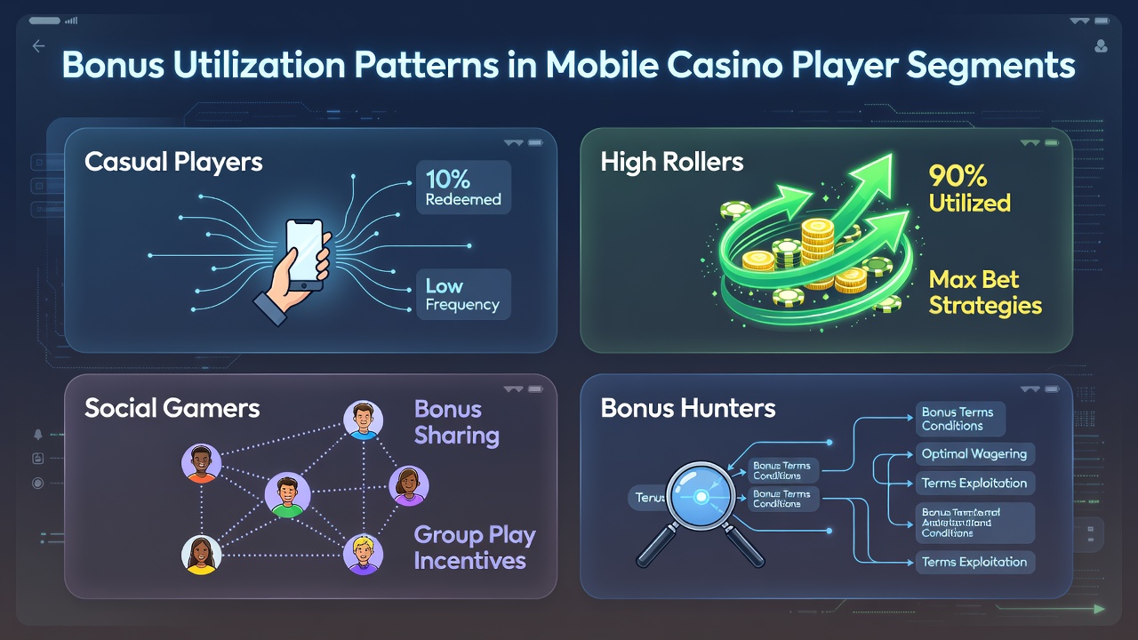 Visualization of bonus redemption trends among mobile casino player groups