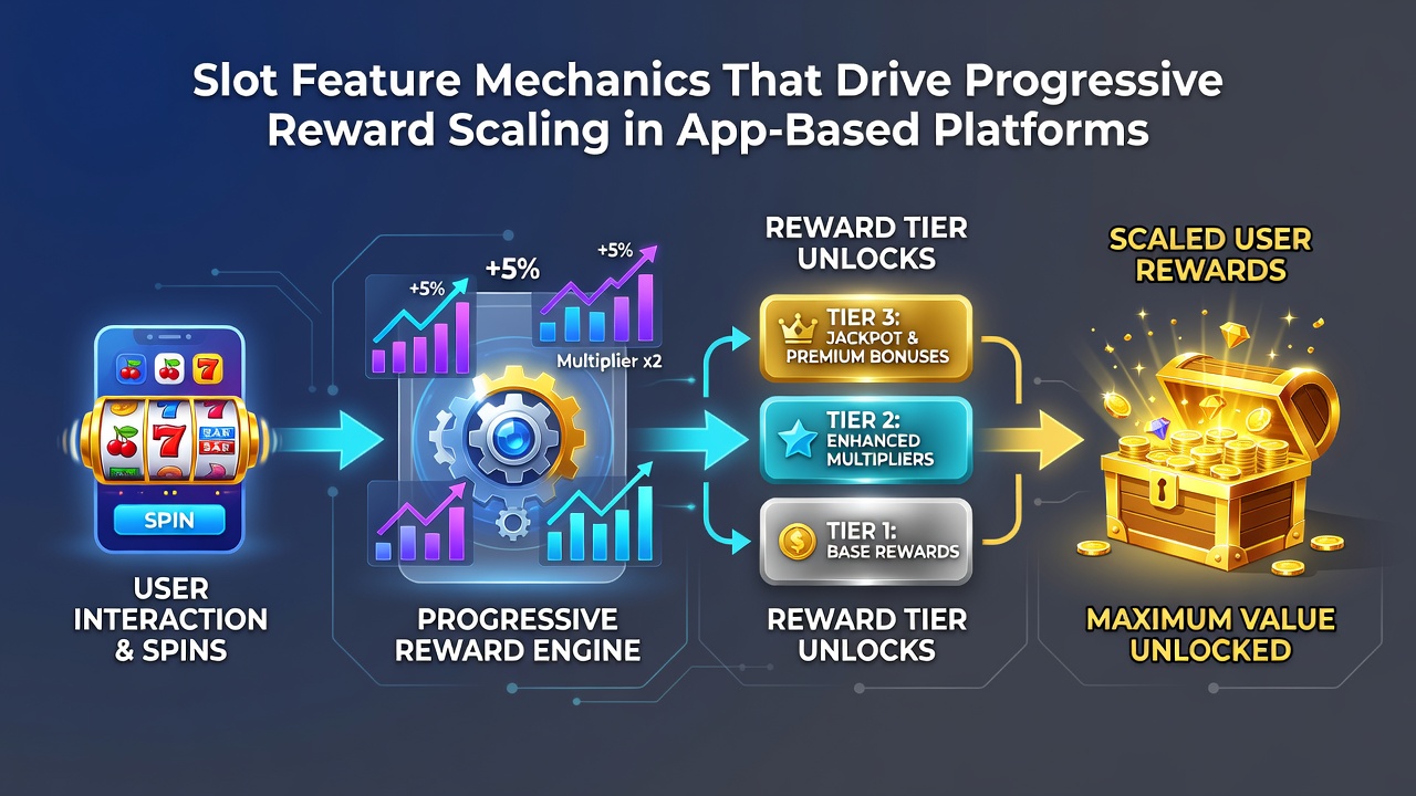 Mobile app interface showing progressive slot reward features