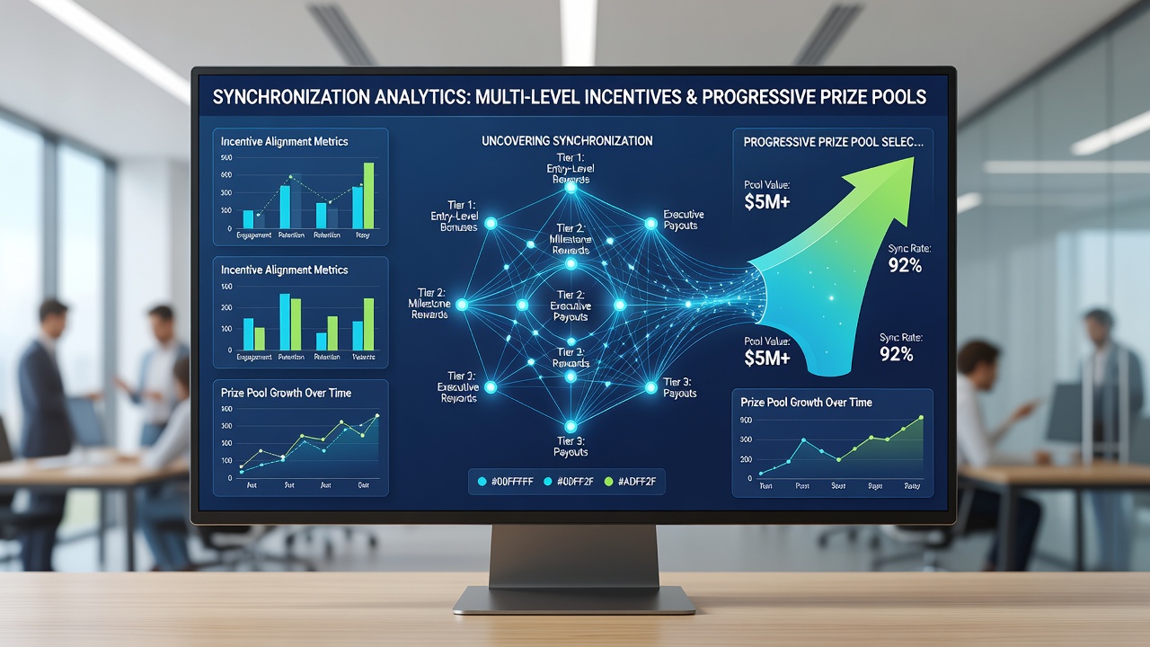 Data visualization screen showing synchronized growth between user incentive tiers and progressive prize pool totals over time